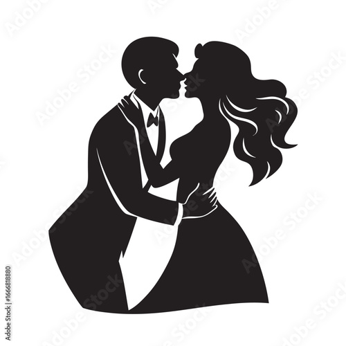Romantic Couple Kissing Silhouette Vector Artwork