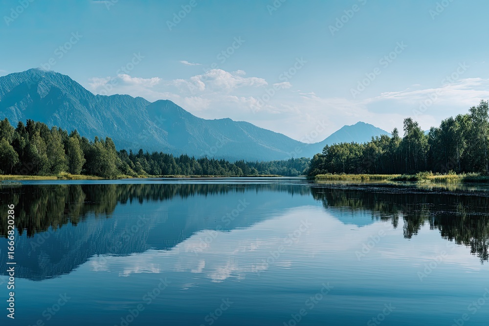 Fototapeta premium Serene mountain lake landscape (1)