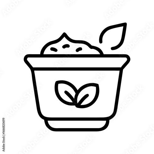 Creamy skincare product in container with leaf icon design  
