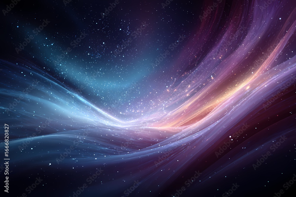 Fototapeta premium Abstract sci-fi cosmic energy waves and glowing plasma streams in space.