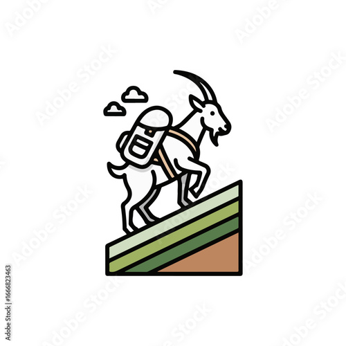 A mountain goat skiing downhill, a dynamic and unique sports icon.

