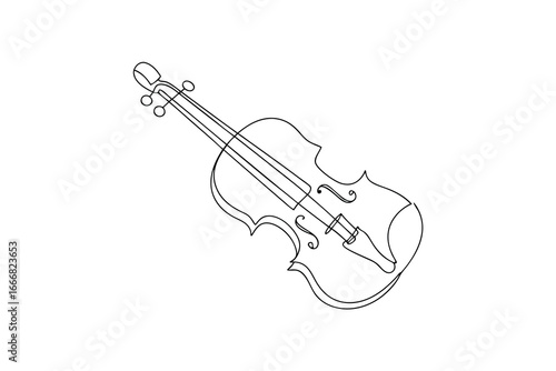 Minimalist continuous line drawing a Continous line violin a music instrument