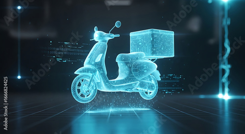Digital Hologram of a Delivery Scooter with Package