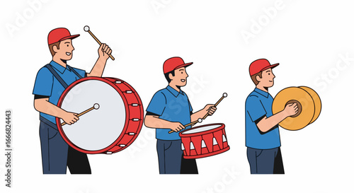 Drummers Playing Different Drums.