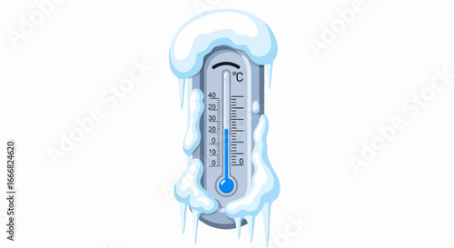 Frozen Thermometer Showing Low Temperature.