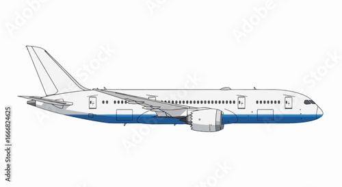 Boeing 787 Dreamliner Airplane Side View.