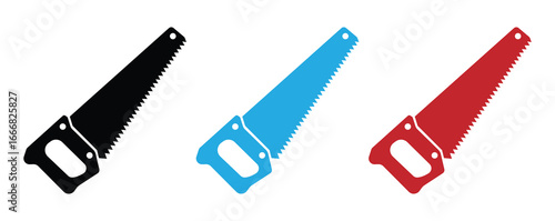 Saw icon. Tool for sawing trees, branches, wood and lumber in a simple style. Silhouette of saw symbol, Hand Saw icon, vector design.  wood cutter vector, Carpentry tools icon vector illustration.