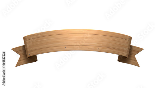 Rustic wooden banner with elegant curves on a stark black background for graphic design