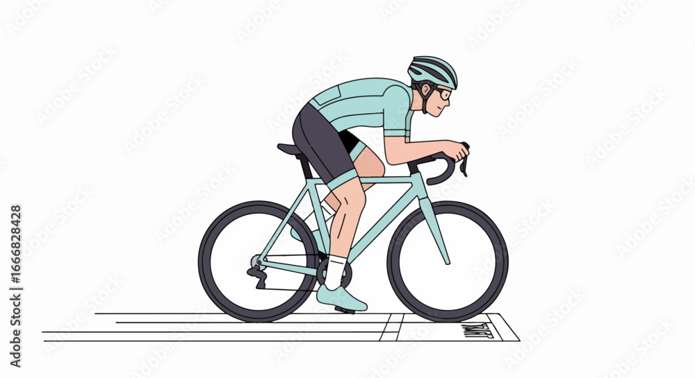 Obraz premium Cyclist in aerodynamic position, focused on the road race.