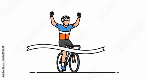 Cyclist Crossing Finish Line.