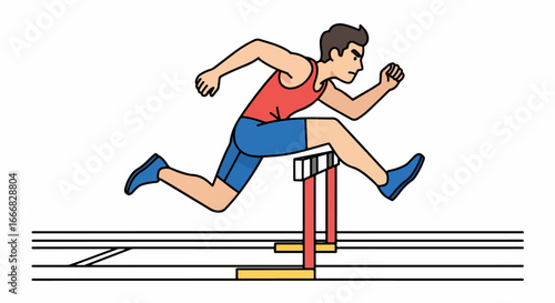 Hurdle Race Athlete in Action.