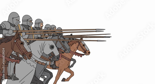 Medieval Knights Charging into Battle.