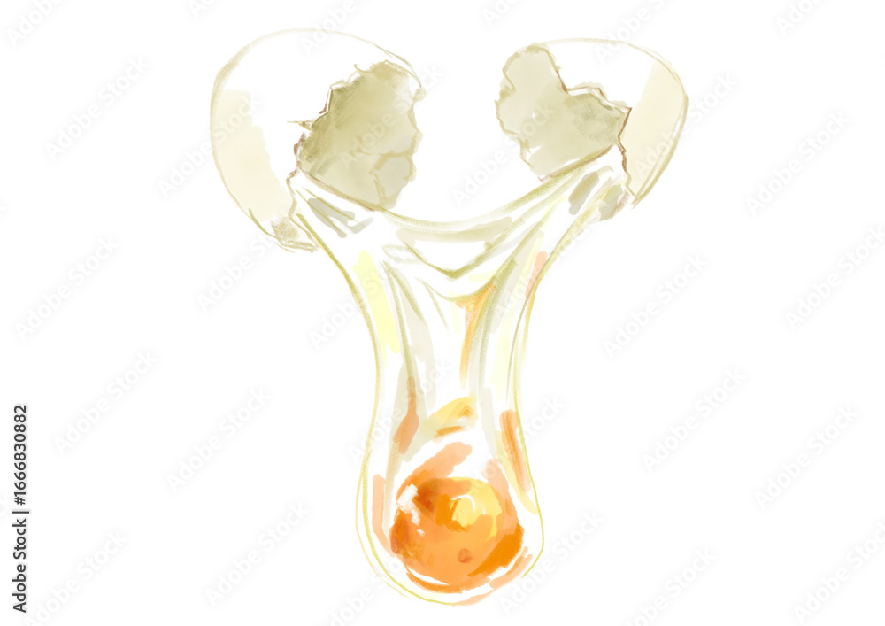 Obraz premium 割られた透明な生卵の手描き水彩イラスト(透過PNG)