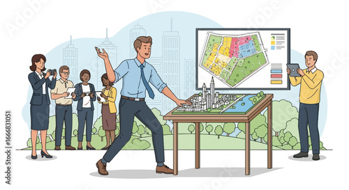 Architectural vision: Presenting the urban plan with stakeholders and city model