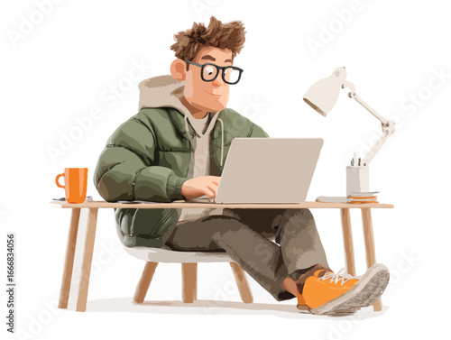 freelancer with laptop vector art