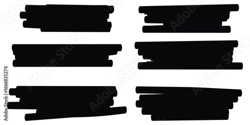  pen lines hand drawn set. Chalk lines, charcoal highlight strokes doodle set. Pencil underlines, kids crayon strips, brush line in sketch style. Grunge texture. Hand drawn vector.handdrawn marker pen