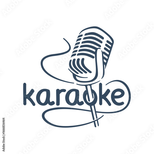 Karaoke club logo template in flat decorative style