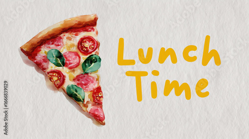Savoring delicious pizza lunch time cozy food illustration fun