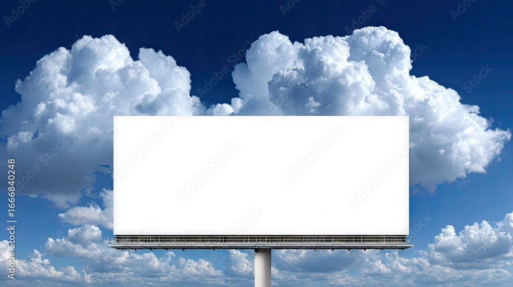 Fototapeta premium Blank billboard against a partly cloudy sky.