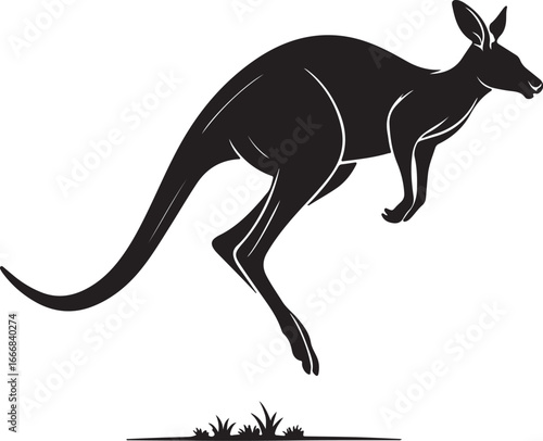 Dynamic silhouette of a kangaroo mid-leap capturing australian wildlife energy and movement silhouette