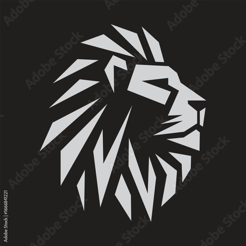 Abstract minimal lion head mascot logo vector