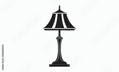 Lamp silhouette, table lamp icon, home lighting vector, black and white illustration, interior decor graphic