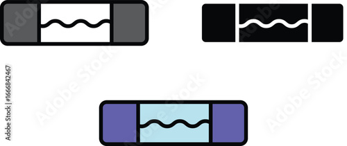 Electrical fuse icon representing circuit protection, safety device, overcurrent prevention and electrical equipment safeguard with transparent background