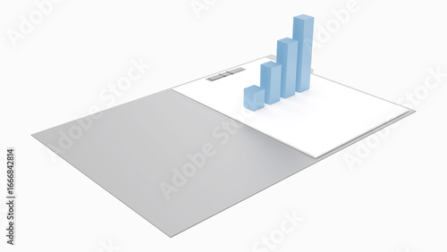 A bar graph on a white sheet of paper in a gray file