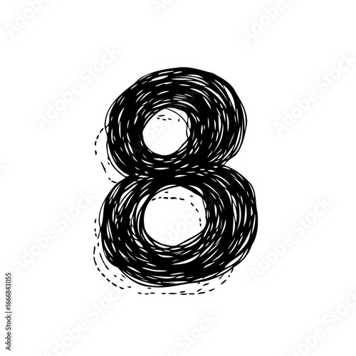 Abstract number eight figure illustration with tangled lines creating unique design element or