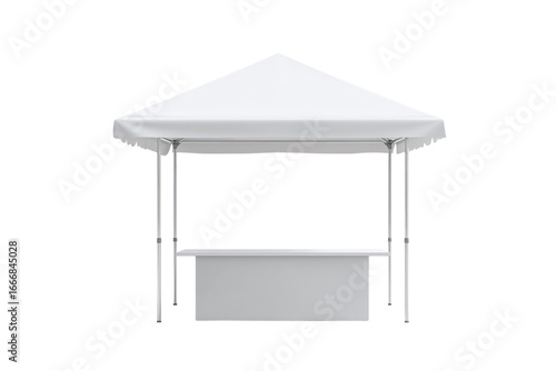 White canopy tent with table isolated on transparent background