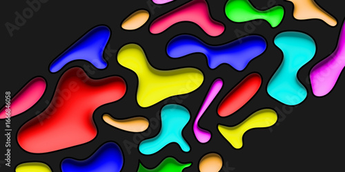 Colorful Abstract Fluid Shapes on Black Background