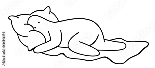 Abstract character curled on pillow under blanket, apathy, depression, exhaustion, emotional burnout, fatigue, stress, anxiety and inner struggle