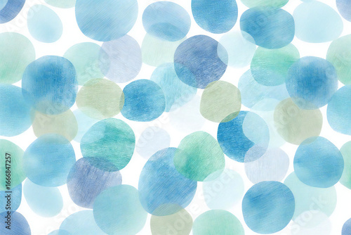 水彩の青と緑の抽象的な丸模様の背景