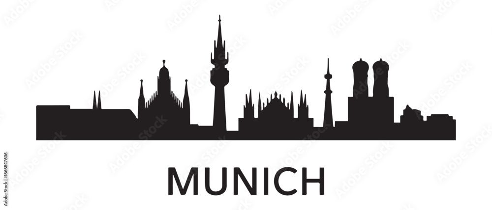 Fototapeta premium MUNICH bavaria germany City Skyline Vector. Vector black silhouette. with white background