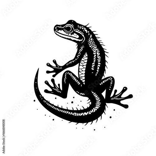 Detailed lizard illustration showcasing intricate linework and unique anatomical features for