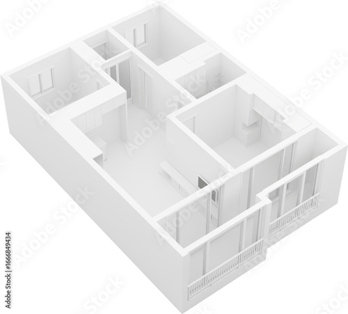 Apartment floor plan three-dimensional
