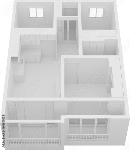 Apartment floor plan three-dimensional