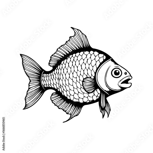 Elegant stylized fish illustration showcases aquatic fauna and creative line art drawing technique