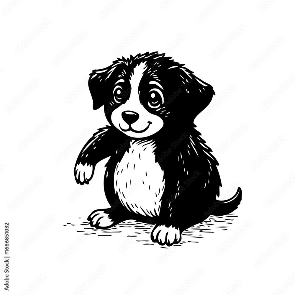 Fototapeta premium Enchanting puppy illustration radiates adorable charm with its expressive eyes and fluffy