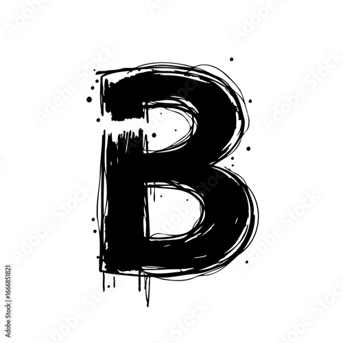 Expressive letter B design element displaying a hand drawn quality with abstract artistic strokes