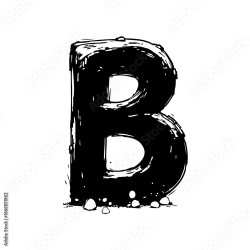 Expressive letter b illustration features bold brushstrokes creating a striking visual with