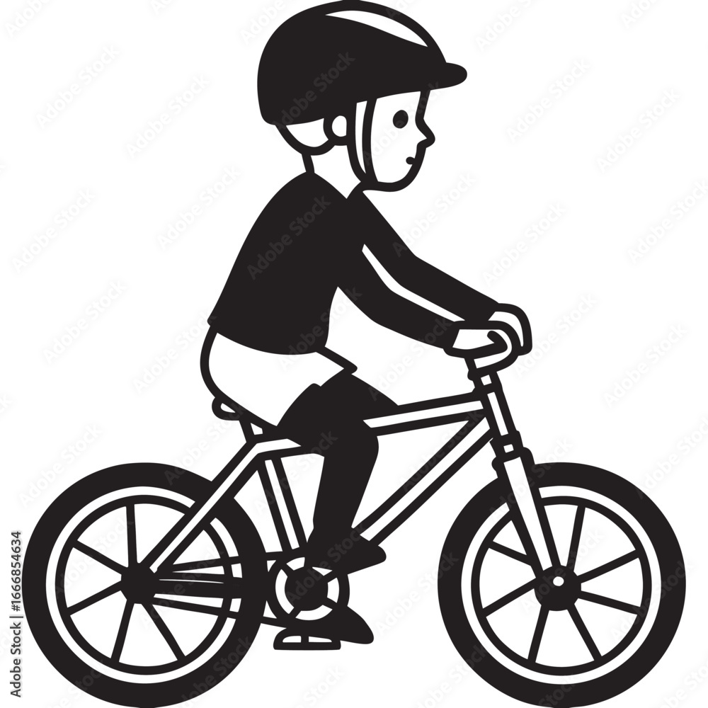 Naklejka premium silhouette of a boy on a bicycle
