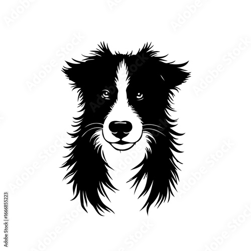 Monochrome canine portrait highlighting distinctive fur texture and facial expression for animal
