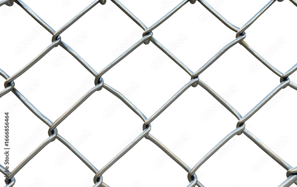 Fototapeta premium Chain link fence on white background,png
