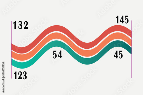 Streamgraph Vector of Temporal Trends with Overlapping Categories on White Background.