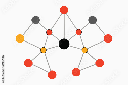 Force Directed Network Graph Vector with Nodes and Edges on White Background