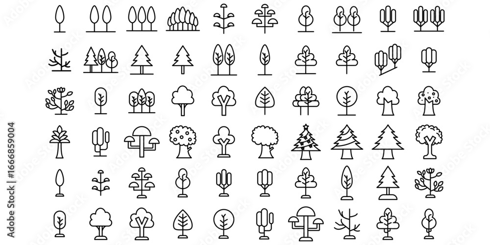 Obraz premium Set of forest and tree Icons - Classic Line Series