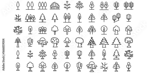 Set of forest and tree Icons - Classic Line Series