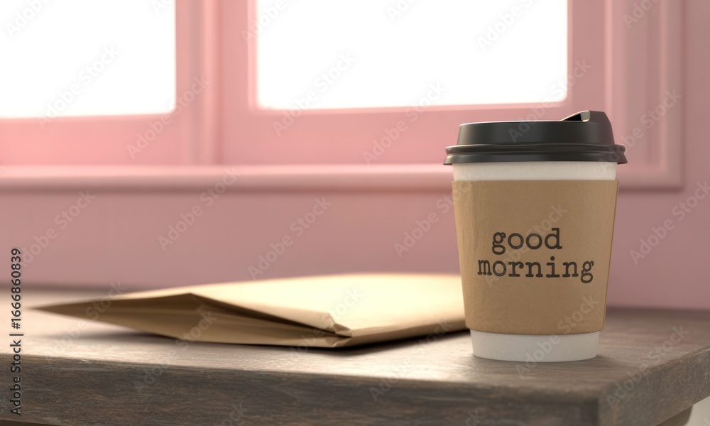 Fototapeta premium Coffee cup, good morning, window