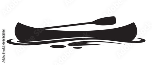 Canoe paddle Silhouette.  Vector black silhouette. with white background
